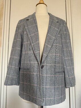 Vintage Norton McNaughton Petite Blazer | Grey Herringbone | Size 8P